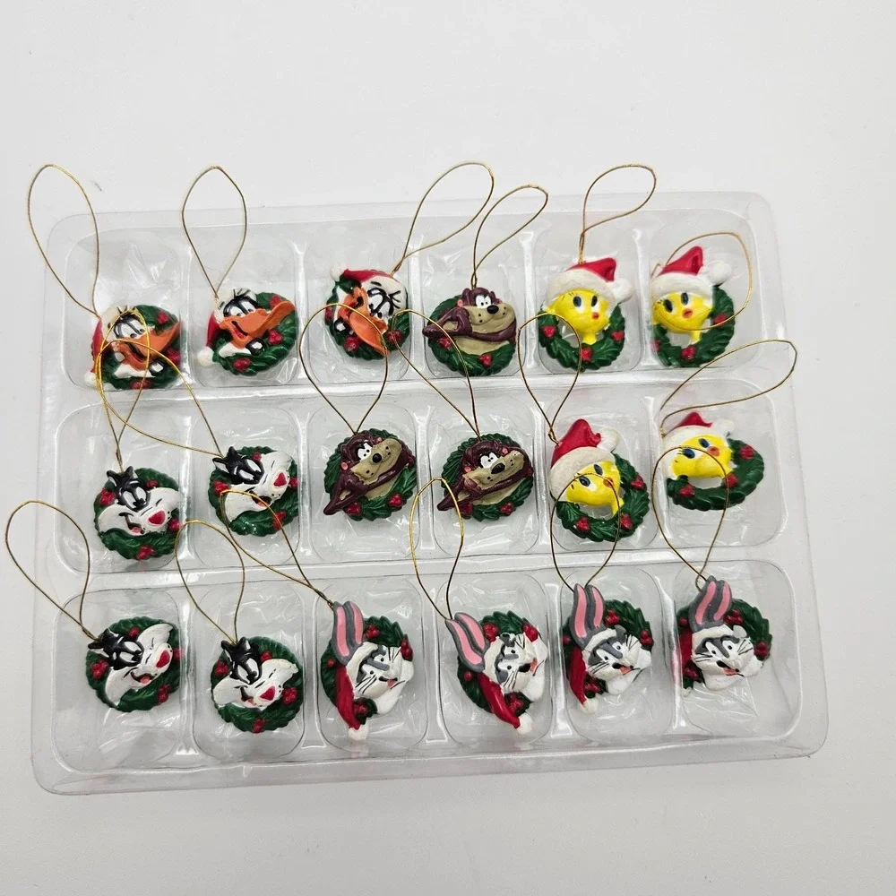 VTG 1999 Looney Tunes Mini Ornaments set of 18 Taz Bugs‎ Tweety Daffy Sylvester
